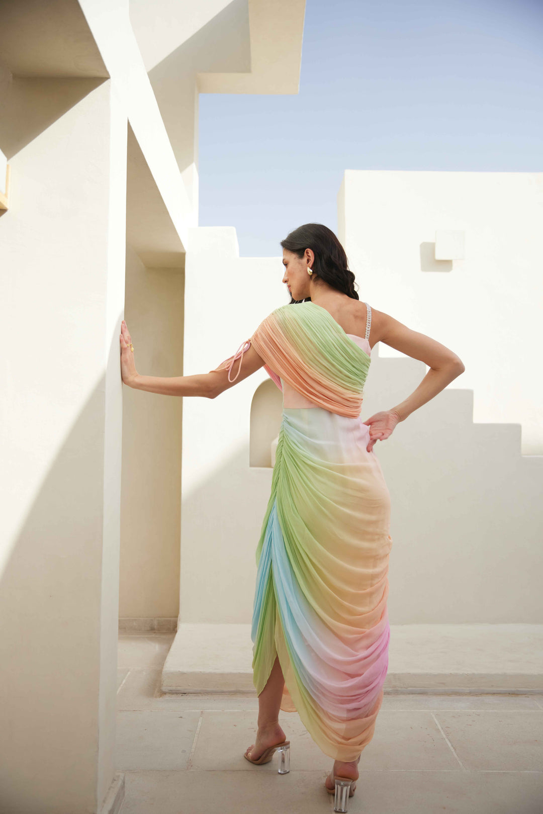 Radiant Rainbow Cascade Dress