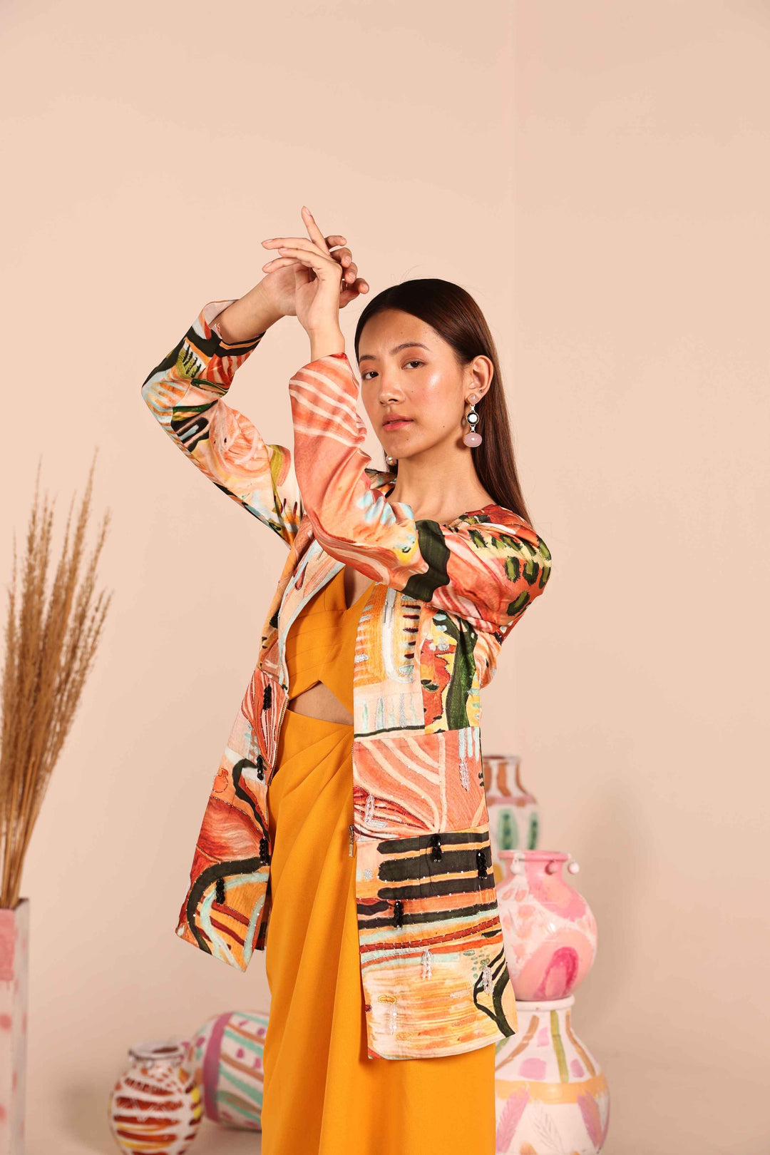 Mango Magic Neoprene Gown & Modal Satin Jacket